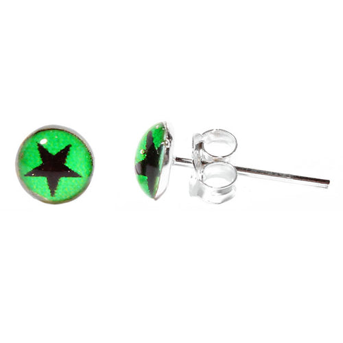 Silberohrstecker Stern Grün Schwarz Ohrstecker Glas Sterling Silber Unisex Ohrringe Schmuck