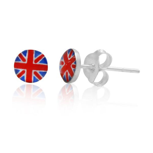 Silberohrstecker Flagge Union Jack UK Ohrstecker Glas Sterling Silber Unisex Ohrringe Schmuck