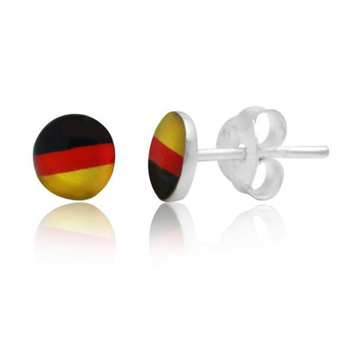 Silberohrstecker Flagge Deutschland Ohrstecker Glas Sterling Silber Unisex Ohrringe Schmuck