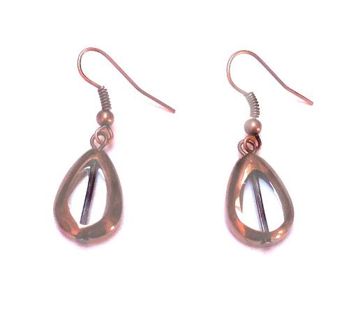 Glasperlen Ohrringe Tropfen transparent kupfer Ohrhänger Messing Damen Schmuck nickelfrei