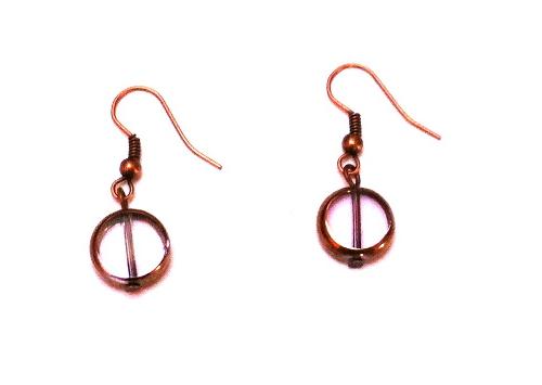 Glasperlen Ohrringe Kreis rosa kupfer Ohrhänger Messing Damen Schmuck nickelfrei