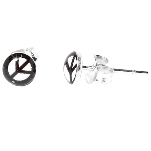 Silberohrstecker Peace Zeichen Ohrstecker Glas Sterling Silber Unisex Ohrringe Schmuck