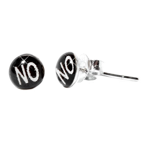 Silberohrstecker NO Schriftzug Ohrstecker Glas Sterling Silber Unisex Ohrringe Schmuck