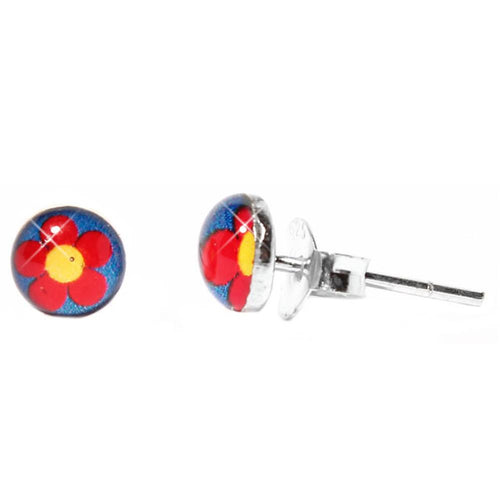 Silberohrstecker Blume Gelb Rot Blau Ohrstecker Glas Sterling Silber Damen Ohrringe Schmuck