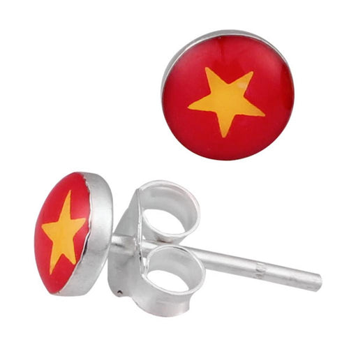 Silberohrstecker Stern gelb rot Ohrstecker Glas 925 Sterling Silber Unisex Ohrringe Schmuck