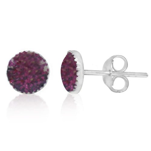 Ohrstecker Glitzer pink Resin 925er Sterling Silber Ohrringe Damen Schmuck