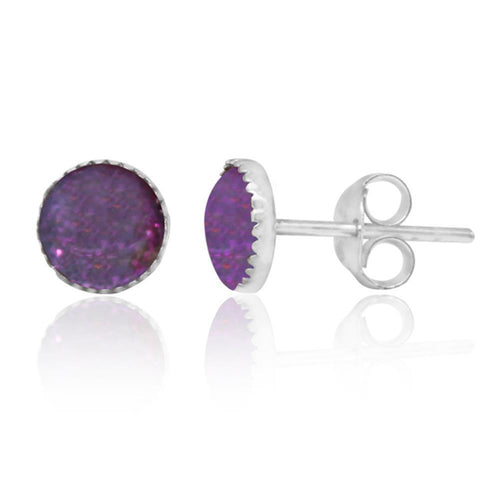 Ohrstecker Glitzer lila Resin 925er Sterling Silber Ohrringe Damen Schmuck