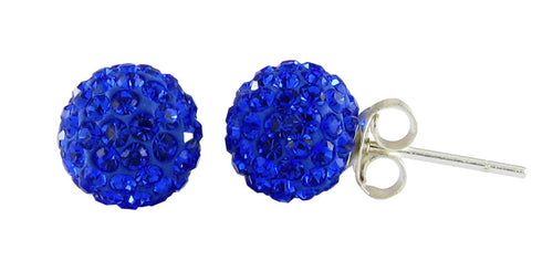 Glitzerkugel safir blau 6 mm Kristall Ohrstecker Ohrringe 925er Silber Damen Glitzer Schmuck