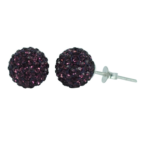 Glitzerkugel Burgundy dunkel lila 10 mm Kristall Silberohrstecker Ohrstecker 925er Silber Damen