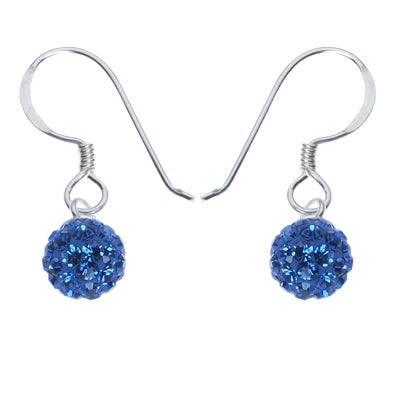 Glitzerkugel safir blau 6 mm Kristall Silberohrringe Ohrringe 925er Silber Damen Glitzer Kugel