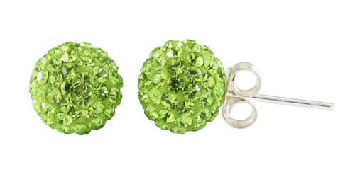 Glitzerkugel Peridot hell grün 8 mm Kristall Ohrstecker Ohrringe 925er Silber Damen Schmuck
