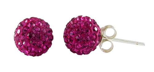 Glitzerkugel pink magenta 6 mm Kristall Silberohrstecker Ohrstecker 925er Silber Damen Glitzer