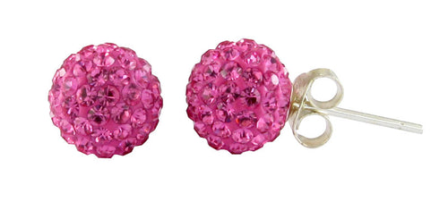 Glitzerkugel rosa 8 mm Kristall Ohrstecker Ohrringe 925er Silber Damen Glitzer Schmuck