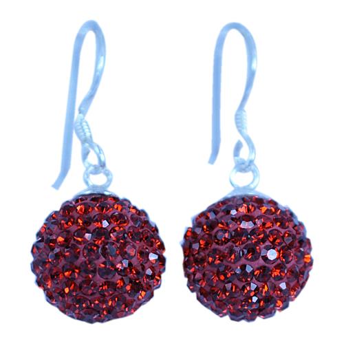 Glitzerkugel rot Light-Siam 12 mm Kristall Silberohrringe Ohrringe 925er Silber Damen Glitzer Kugel