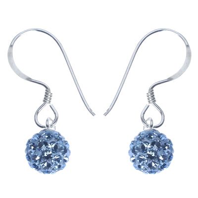Glitzerkugel hellblau light safir 6 mm Kristall Ohrringe 925er Silber Damen Glitzer Schmuck Kugel