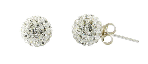 Glitzerkugel weiß 6 mm Kristall Ohrstecker 925er Silber Damen Glitzer Schmuck