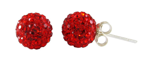 Glitzerkugel light siam rot 6 mm Kristall Ohrstecker Ohrringe 925er Silber Damen Glitzer Schmuck