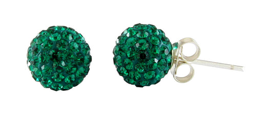 Glitzerkugel Emerald grün 8 mm Kristall Silberohrstecker Ohrstecker 925er Silber Damen Glitzer