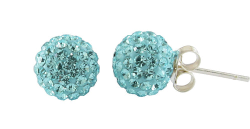 Glitzerkugel hell blau 6 mm Kristall Ohrstecker Ohrringe 925er Silber Damen Glitzer Schmuck