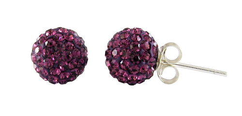 Glitzerkugel Burgundy dunkel lila 6 mm Kristall Ohrstecker Ohrringe 925er Silber Damen Schmuck