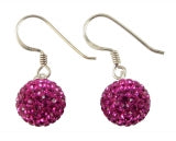 Glitzerkugel violett 12 mm Kristall Ohrringe 925er Sterling Silber Damen Glitzer Schmuck Kugel