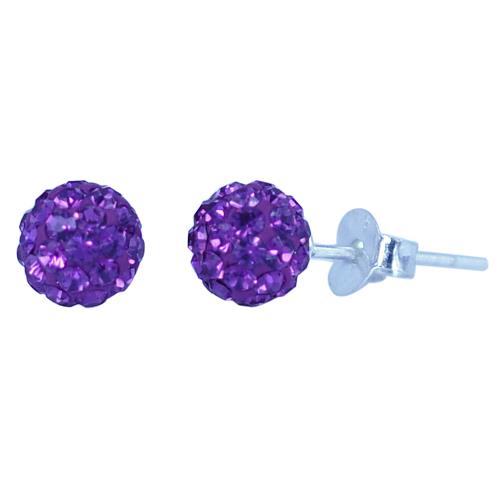 Glitzerkugel Amethyst lila 6 mm Kristall Ohrstecker Ohrringe 925er Silber Damen Glitzer Schmuck