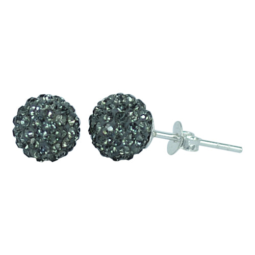 Glitzerkugel grau Black Diamond 8 mm Kristall Ohrstecker Ohrringe 925er Silber Damen Schmuck