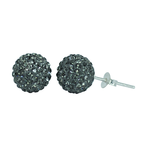 Glitzerkugel grau Black Diamond 10 mm Kristall Ohrstecker Ohrringe 925er Silber Damen Schmuck