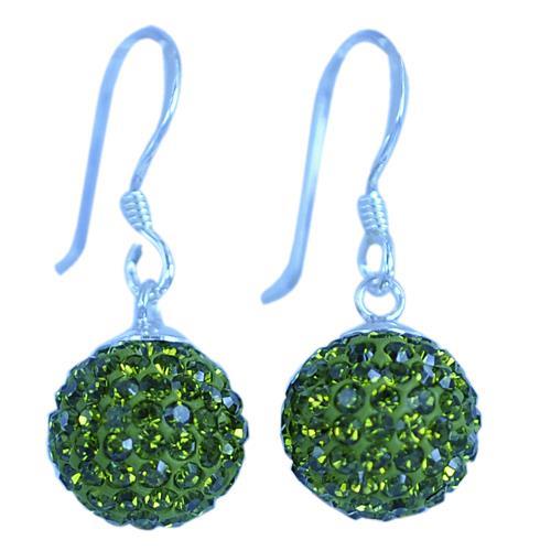 Glitzerkugel oliv grün 10 mm Kristall Ohrringe 925er Sterling Silber Damen Glitzer Schmuck Kugel