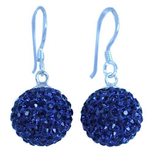 Glitzerkugel montana blau 12 mm Kristall Ohrringe 925er Sterling Silber Damen Glitzer Schmuck Kugel