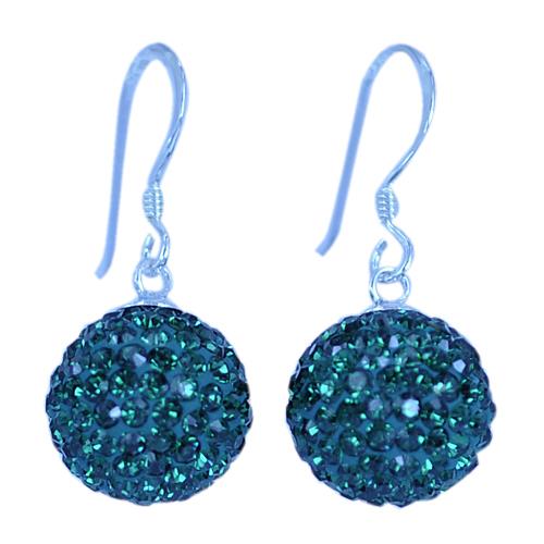 Glitzerkugel Emerald dunkel grün 12 mm Kristall Silberohrringe Ohrringe 925er Silber Damen Glitzer