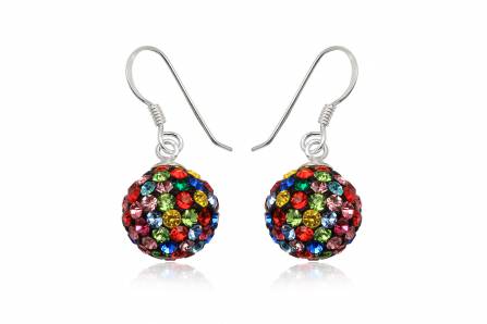Glitzerkugel bunt 8 mm Kristall Silberohrringe Ohrringe 925er Silber Damen Glitzer Schmuck