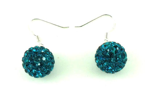 Glitzerkugel türkis Kristall Ohrringe 925er Silber Glitzer Schmuck Kugel 12 mm