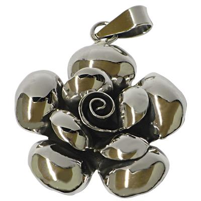 Anhänger 40 mm Rose plastisch Sterling Silber 925er Silberanhänger Damen Schmuck Kette
