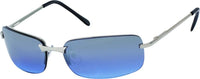 Load image into Gallery viewer, A frameless Sonnenbrille Sportbrille for Herren, featuring schmal design, getönte und verspiegelte 400UV lenses. Sleek silver accents and slender arms with black tips make it a modern Freizeitbrille for any occasion.
