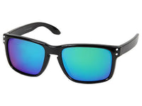 Load image into Gallery viewer, Sonnenbrille Panto Nerd Brille verspiegelt 400 UV Pünktchen bunt schwarz
