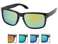 Load image into Gallery viewer, Sonnenbrille Panto Nerd Brille verspiegelt 400 UV Pünktchen bunt schwarz
