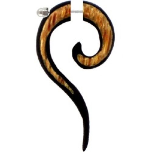 Tribal Piercing Fake Fragezeichen Eisenholz Kokosholz schwarz braun Ohrstecker Ohrring Edelstahl