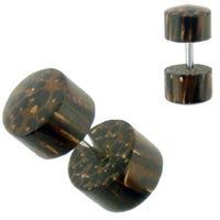 Load image into Gallery viewer, Fake Holzplug Holz 8mm Plug Lobe Piercing Edelstahl Stift 1mm rund kantig
