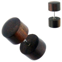 Load image into Gallery viewer, Fake Holzplug Holz 8mm Plug Lobe Piercing Edelstahl Stift 1mm rund kantig
