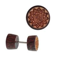 Load image into Gallery viewer, Fake Holz Plug Piercing Edelstahl Inlay Türkis Perlmutt verschiedene Motive
