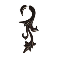 Load image into Gallery viewer, Fake Holz Lobe Piercing Edelstahl dunkel braun Hook Haken Flame Flügel Spirale
