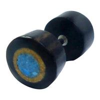 Load image into Gallery viewer, Fake Holzplug Holz Plug Lobe Piercing Inlay Edelstahl Ringe Türkis Stein
