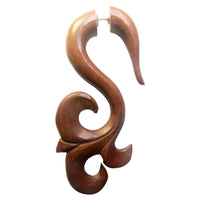 Load image into Gallery viewer, Fake Lobe Piercing Edelstahl Holz Dehnschnecke
