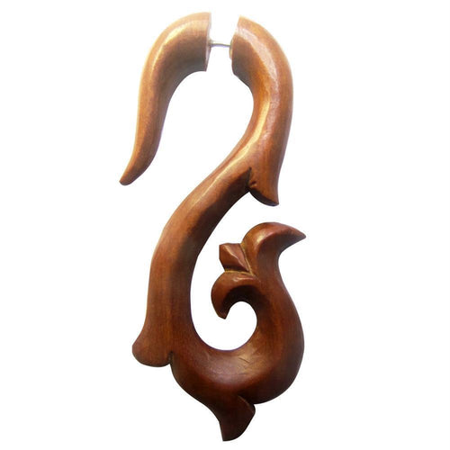 Fake Lobe Piercing Edelstahl Holz Dehnschnecke