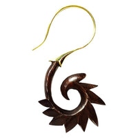 Load image into Gallery viewer, Fake Lobe Piercing Brass Holz Hook Ohrring
