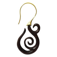 Load image into Gallery viewer, Fake Lobe Piercing Brass Holz Hook Ohrring
