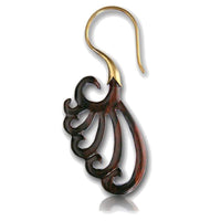 Load image into Gallery viewer, Fake Lobe Piercing Brass Holz Hook Ohrring
