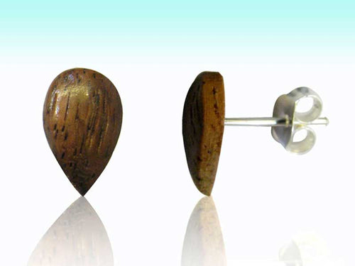 Kokosnuss Ohrstecker braun Tropfen gewölbt Silberohrstecker Holz 925er Sterling Silber Schmuck