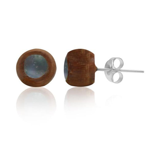 Ohrstecker Kokosnuss weiß Holz Perlmutt Muschel Silberohrringe Ohrstecker 925er Silber